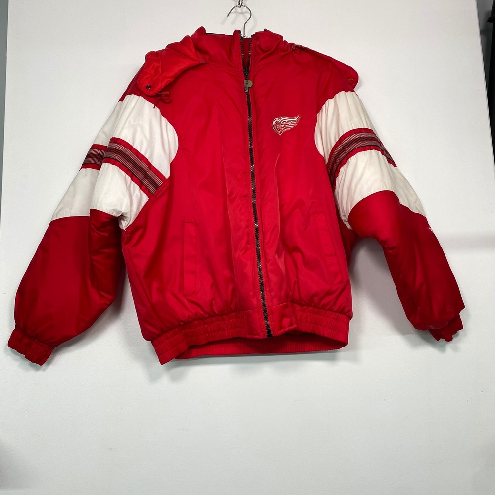 Pro Player Men Jacket XL Red Detroit Red Wings NHL Puffer Quilted Vintage 80s 90
